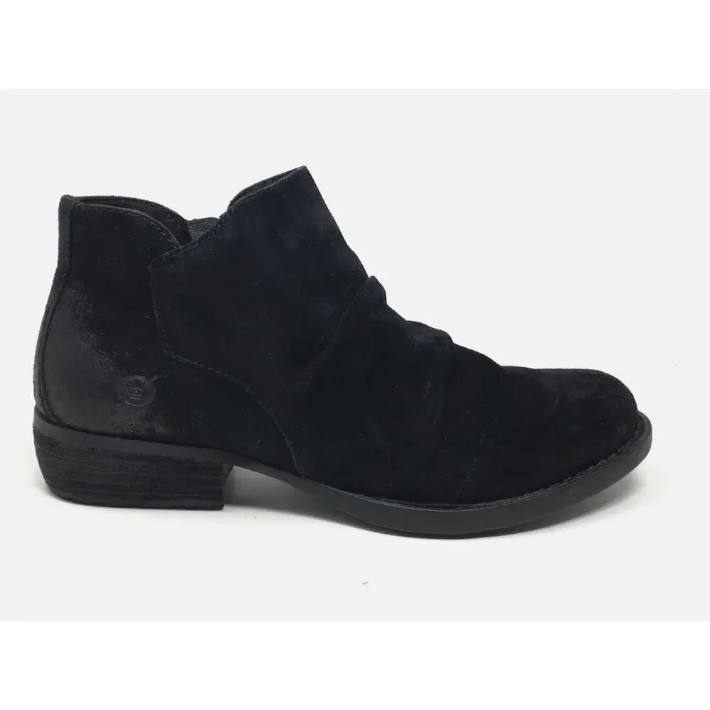 Born Adalee Suede Boots 11 Black Suede NWT Ankle Booties Comfort Western